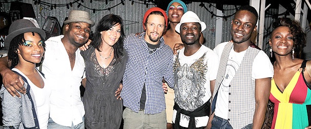 Singer Jason Mraz & New York Jet James Ihedigdo Feel the Beat at Fela!