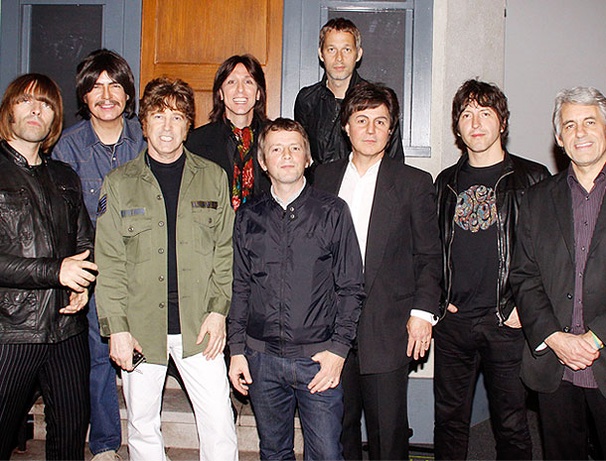 British Broadway Invasion! Liam Gallagher and Beady Eye Check Out Beatles Tribute Rain