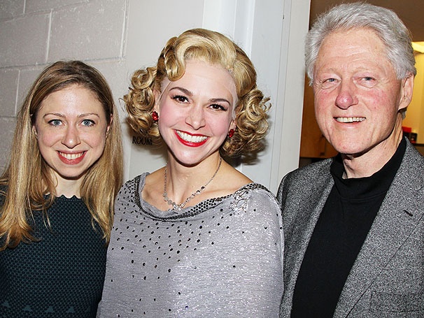Bill and Chelsea Clinton Pay a Presidential Visit to Sutton Foster and the Cast of Anything Goes