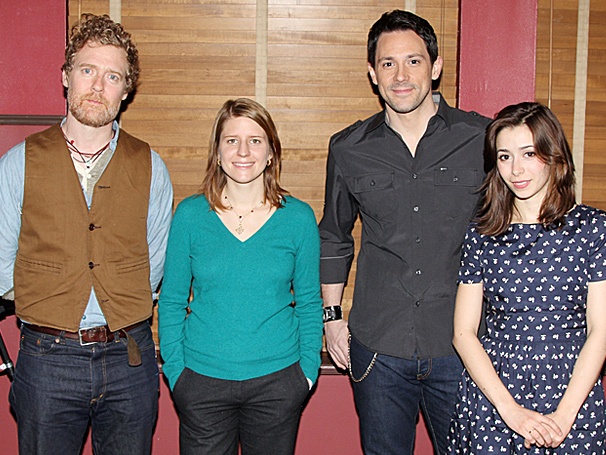 Steve Kazee, Cristin Milioti & the Oscar-Winning Composers of Once Meet the Theater Press 