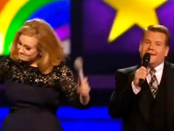 See One Man, Two Guvnors Star James Corden Host the Brit Awards & Make Adele Give The Finger
