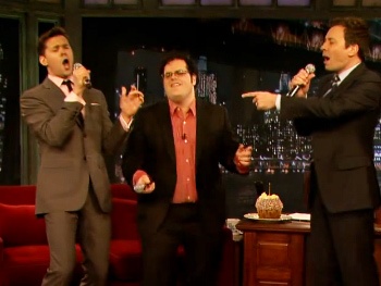 Watch Book of Mormon's Andrew Rannells and Josh Gad Belt '80s Classic 'Take On Me' on Late Night