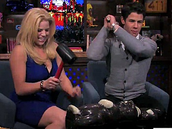 Megan Hilty & Nick Jonas Smash Up a Chocolate Bunny, Cake and More on Watch What Happens Live