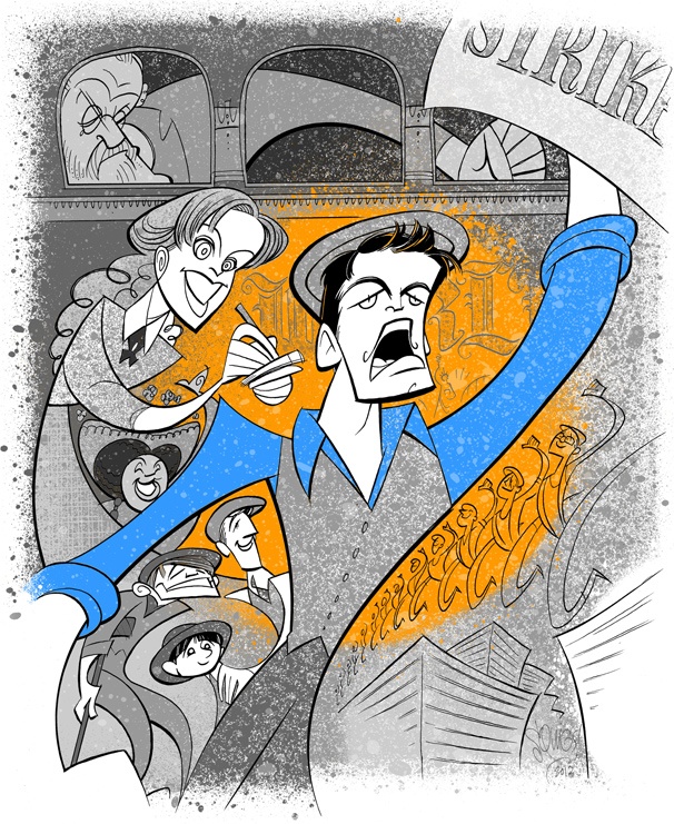 Squigs Makes Headlines with a Portrait of Jeremy Jordan and the Cast of Newsies