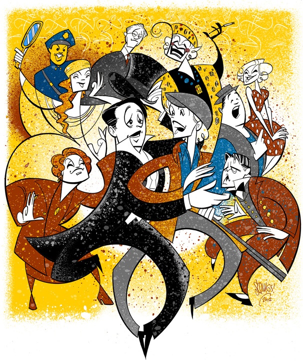Squigs Paints a Prohibition-Era Portrait of Nice Work If You Can Get It, Starring Matthew Broderick & Kelli O’Hara