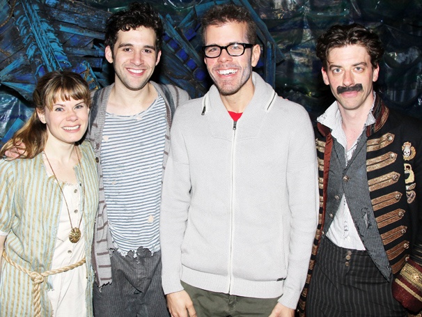 Broadway Fan Perez Hilton Visits the Stars of Peter and the Starcatcher and Avenue Q