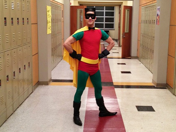 Who Is That Masked Man? Darren Criss Channels the Boy Wonder on the Set of Glee
