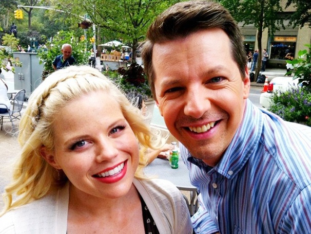 Sean Hayes and Megan Hilty Get Cozy on the Set of Smash