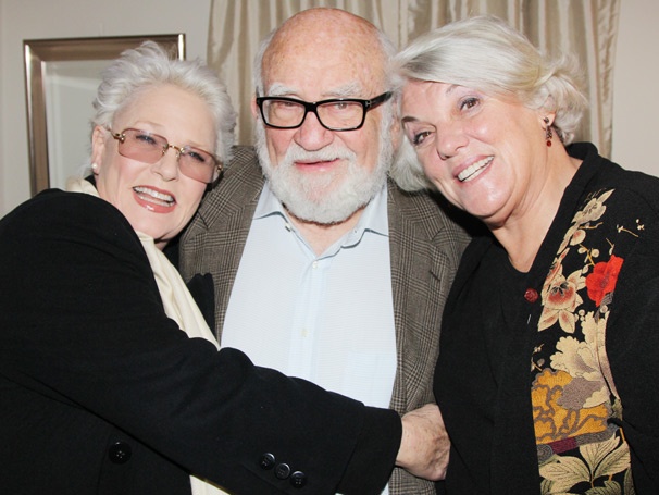 Stars Paul Rudd and Ed Asner Get Cozy with Cagney and Lacey Dames Backstage at Grace
