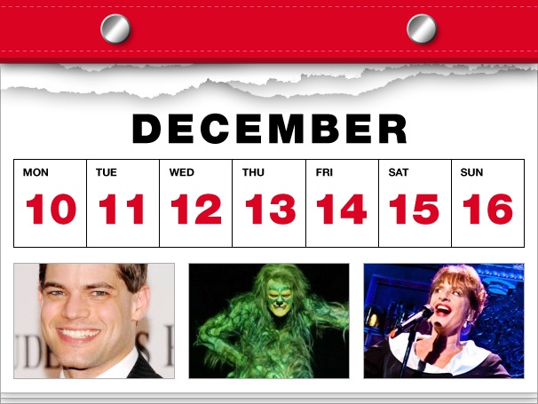 Jeremy Jordan Meets Santa, The Grinch Steals X-Mas & Patti LuPone Goes Solo in This Week’s Datebook