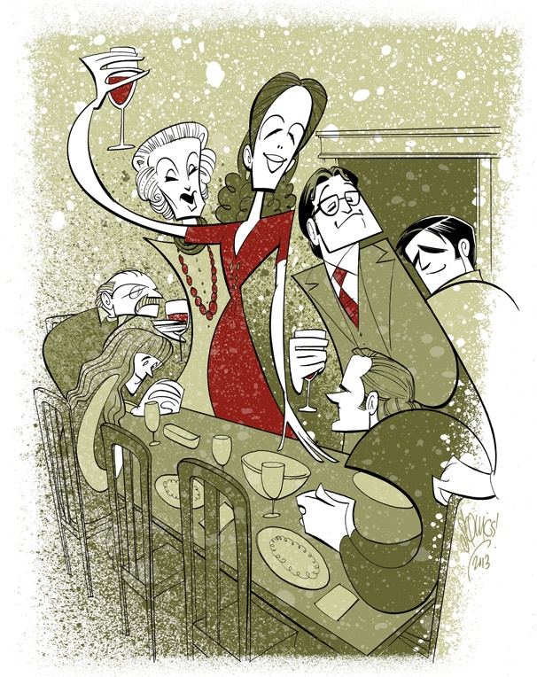 Squigs Sketches a Divine Portrait of The Assembled Parties, Starring Jessica Hecht, Judith Light & Jeremy Shamos