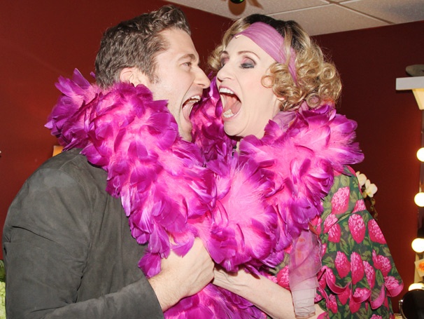Exclusive! Matthew Morrison Shares a Laugh with Glee Co-Star Jane Lynch Backstage at Annie