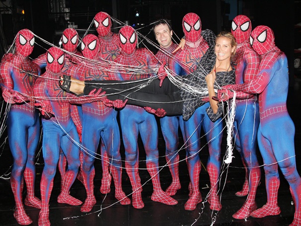 Broadway's Got Talent! Heidi Klum Gets a Lift From the Hunky Web-Slingers of Spider-Man, Turn Off the Dark