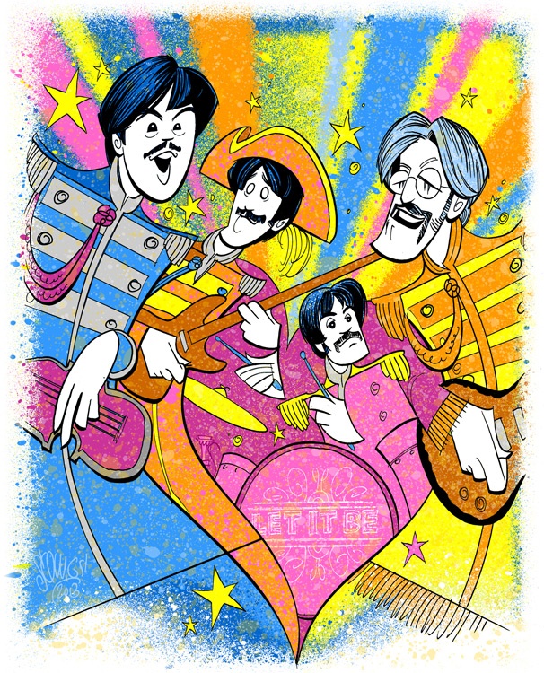 Squigs Meets the Beatles! Check Out This Psychedelic Sketch of the Mop-Topped Stars of Let It Be
