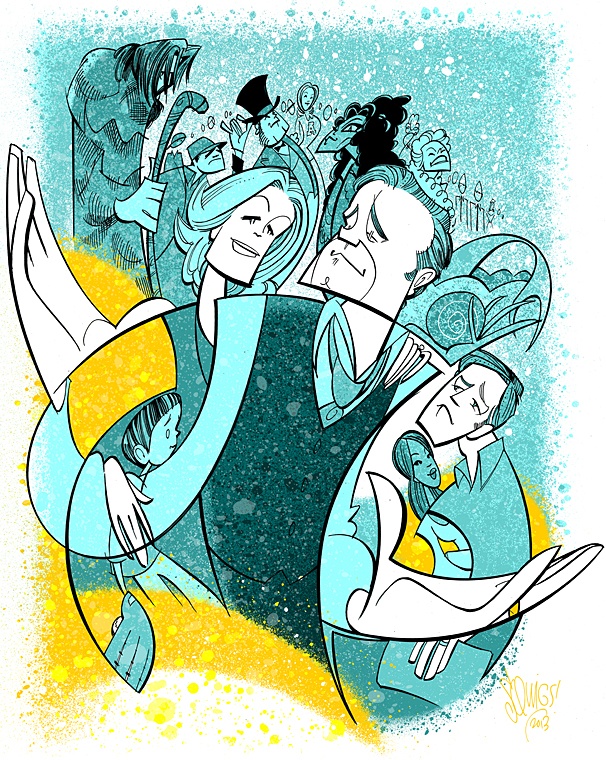 Squigs Sketches a Larger-Than-Life Portrait of Norbert Leo Butz & the Cast of Big Fish