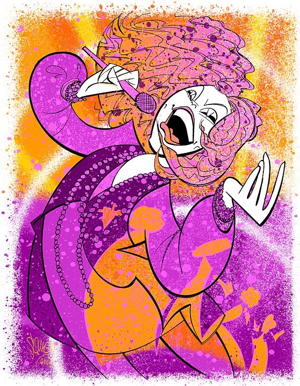 Squigs Concocts a Colorful Portrait of Mary Bridget Davies in A Night with Janis Joplin