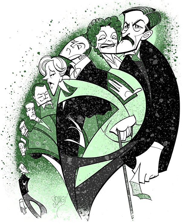 Squigs Pens a Family Portrait of Roger Rees, Mary Elizabeth Mastrantonio & the Cast of The Winslow Boy