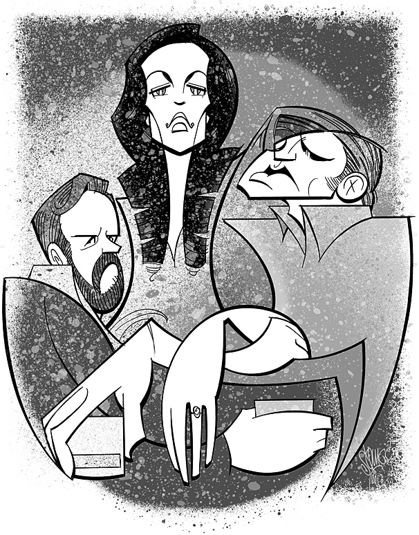 Squigs Unveils a Sexy Sketch of Betrayal Stars Daniel Craig, Rachel Weisz & Rafe Spall