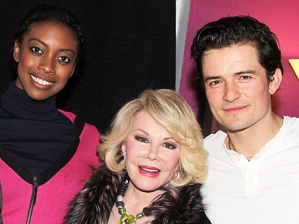 Joan Rivers Shares a Flirty Backstage Visit With Romeo and Juliet's Condola Rashad & Orlando Bloom