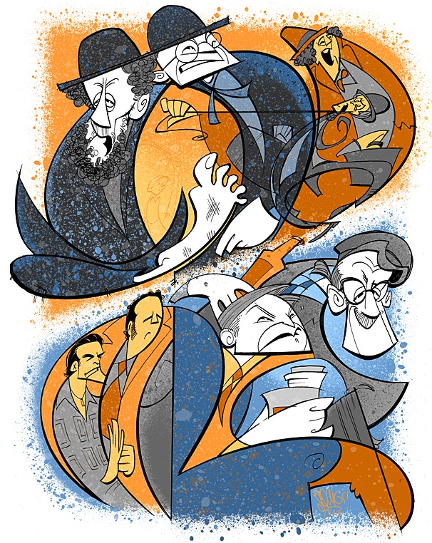 Squigs Sketches a Super-Sized Portrait of Ian McKellen & Patrick Stewart in Godot & No Man's Land