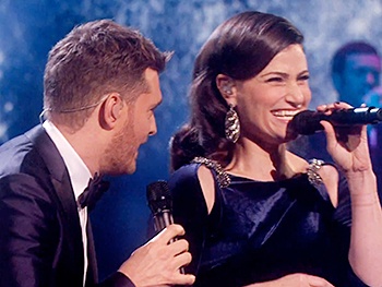 Idina Menzel & Michael Buble Have The X Factor as They Sing 'Baby It's Cold Outside' Live