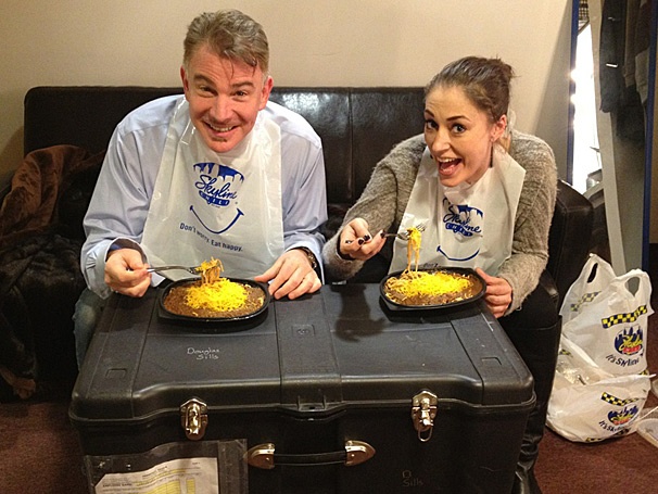 Hot Shot! Addams Family Stars Sara Gettelfinger and Douglas Sills Chow Down on Cincinnati’s Famous Chili
