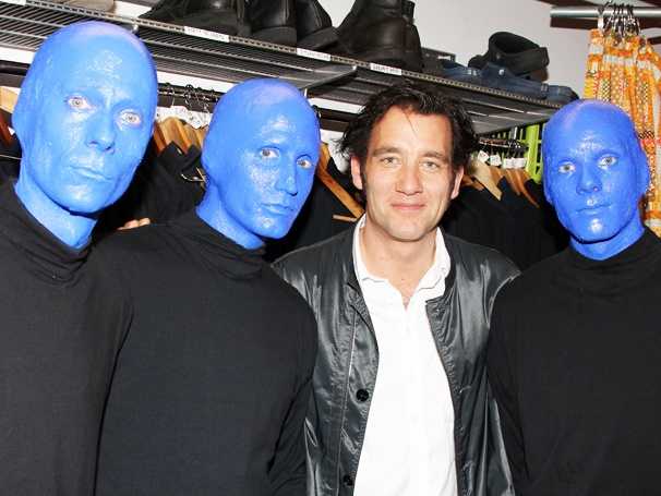 Film Favorite Clive Owen Pals Around With the Stars of Blue Man Group