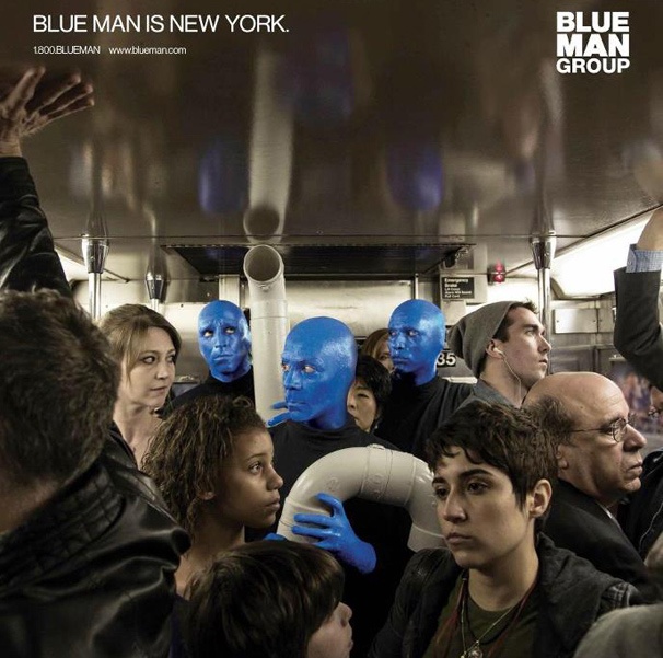 Blue Man Group Takes the Blue Line in New Subway Ad