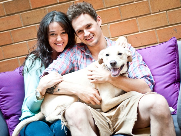 Rock of Ages’ Jeremy Woodard & Nice Work’s Cameron Adams Show Off Their Basketball-Playing Pup