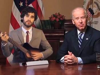 Darren Criss 'Duets' with Joe Biden for a Political PSA Parody about Robots and Guns