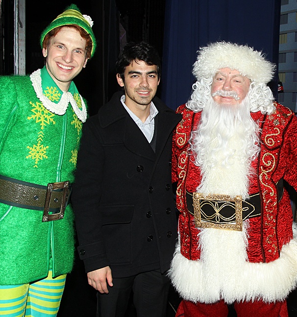 Joe Jonas Rings In the Holiday Season with Buddy the Elf & Santa Claus Backstage on Broadway