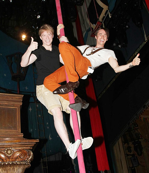 Spider-Man Reunion! Pippin’s Matthew James Thomas Shows Reeve Carney His High-Flying Moves