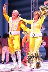 Pawk/Dossett Mamma Mia party - John Dossett - Michele Pawk (curtain 1)