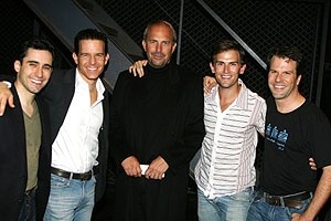 Photo Op - Kevin Costner at Jersey Boys - John Lloyd Young - Christian Hoff - Kevin Costner - Daniel Reichard - Steve Gouveia