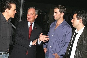 Photo Op - Mayor Bloomberg at Jersey Boys - Christian Hoff - Michael Bloomberg - Daniel Reichard - John Lloyd Young 