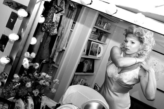 Megan Hilty backstage – getting dressed