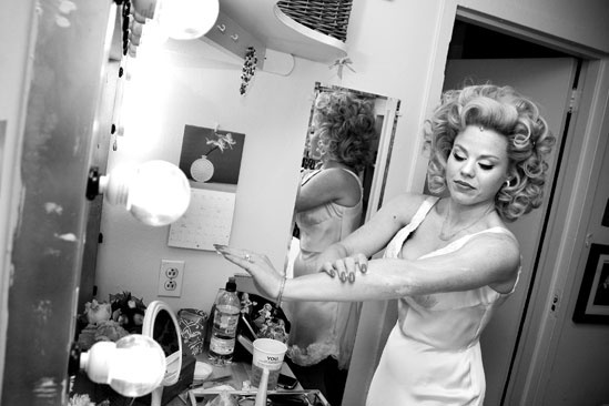Megan Hilty backstage – lotion