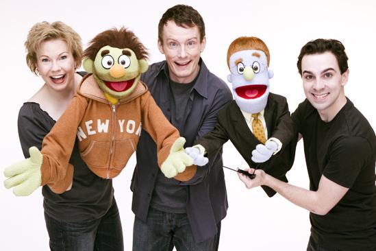 Avenue Q Final Cast Photo Shoot - Jennifer Barnhard - Christian Anderson - Robert McClure (nicky and rod)