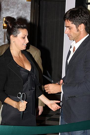 Henry Miller's Theatre Ribbon Cutting - Gina Gershon - John Stamos (cutting)