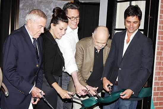Henry Miller's Theatre Ribbon Cutting - Gina Gershon - John Stamos - Robert Longbottom - Lee Adams - Charles Strouse (cutting)