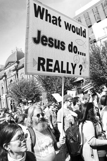 Hair at the National Equality March - What Would Jesus Do