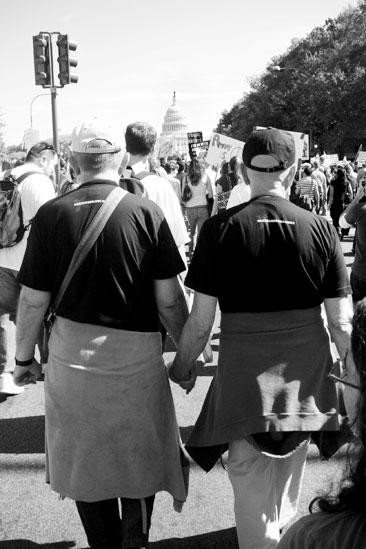 Hair at the National Equality March - Gay couple