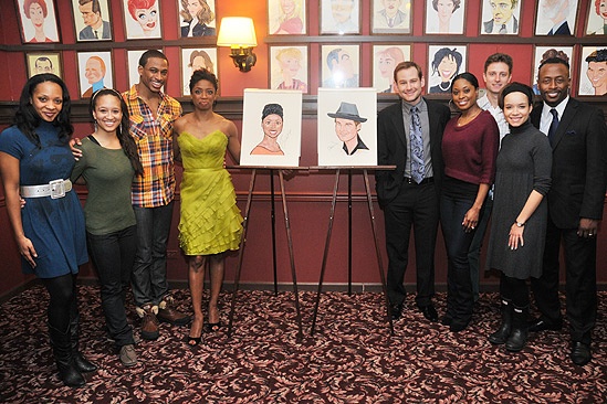Chad and Montego Sardi’s caricatures – Montego Glover – Chad Kimball – castmates
