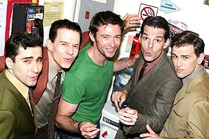 Hugh Jackman at Jersey Boys - John Lloyd Young - Christian Hoff - Hugh Jackman - J. Robert Spencer - Daniel Reichard (singing)