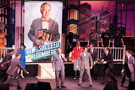 Bloomberg and How to Succeed Cast – Michael Bloomberg – Nick Jonas (cast with book)