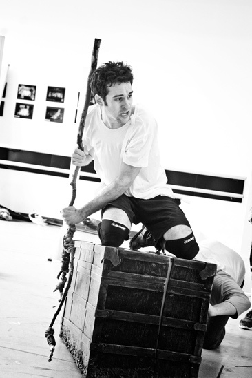 Peter and the Starcatcher Rehearsal – Adam Chanler-Berat with stick