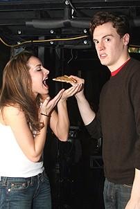 Photo Op - Jersey Boys in SF - Jackie Seiden - Erich Bergen (pizza)