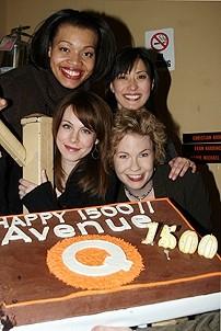 Photo Op - Avenue Q plays 1,500 performance - (with cake) Carmen Ruby Floyd - Ann Sanders - Mary Faber - Jennifer Barnhart