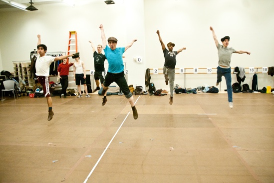 Newsies: Aaron J. Albano, Ryan Steele, Jess LeProtto, Ephraim M. Sykes and Kyle Coffman