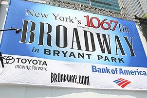Photo Op - Broadway in Bryant Park 07-26-07 - stage backdrop with sponsors